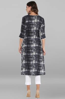 Janasya Black printed cotton ethnic-kurtis 5