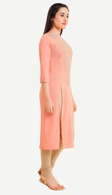 Peach embroidered viscose kurtas-and-kurtis 1