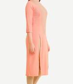 Peach embroidered viscose kurtas-and-kurtis