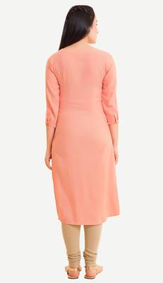Peach embroidered viscose kurtas-and-kurtis 3
