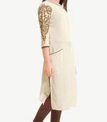 White embroidered viscose kurtas-and-kurtis