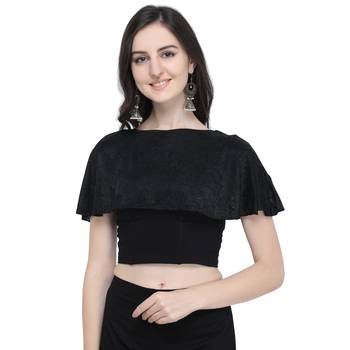 Women's  Black Cotton Lycra Stitch Blouse 1