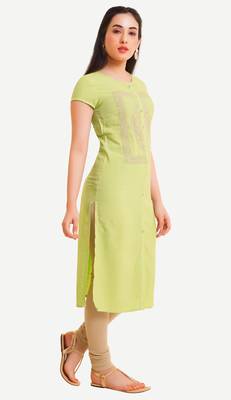 Green embroidered viscose kurtas-and-kurtis 1