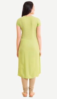 Green embroidered viscose kurtas-and-kurtis 3