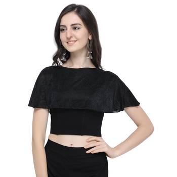 Women's  Black Cotton Lycra Stitch Blouse 2
