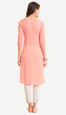 Pink embroidered viscose kurtas-and-kurtis 1