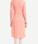 Pink embroidered viscose kurtas-and-kurtis