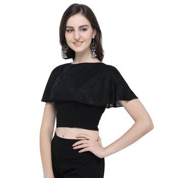 Women's  Black Cotton Lycra Stitch Blouse 3