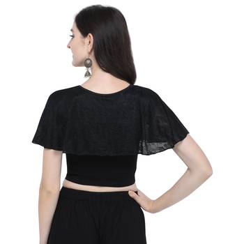 Women's  Black Cotton Lycra Stitch Blouse 4