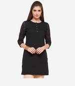 Black embroidered viscose kurtas-and-kurtis