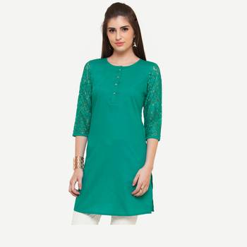 Green embroidered viscose kurtas-and-kurtis 1