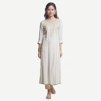 White embroidered viscose kurtas-and-kurtis 1
