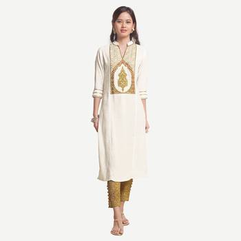 White embroidered viscose kurtas-and-kurtis 1