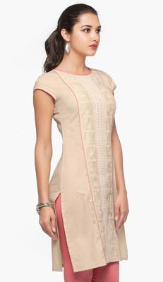 Beige embroidered viscose kurtas-and-kurtis 2