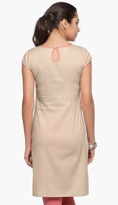 Beige embroidered viscose kurtas-and-kurtis 3