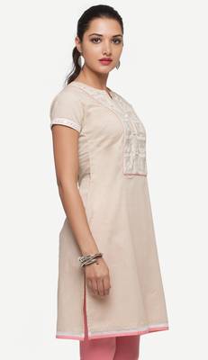 Beige embroidered viscose kurtas-and-kurtis 2