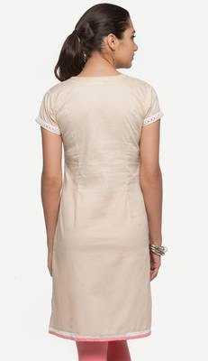 Beige embroidered viscose kurtas-and-kurtis 3