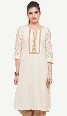 White embroidered viscose kurtas-and-kurtis 1