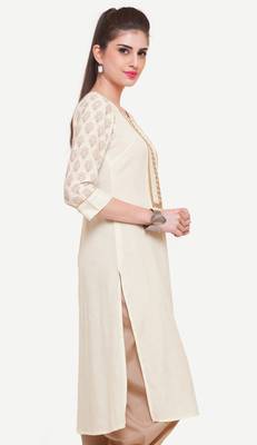 White embroidered viscose kurtas-and-kurtis 2
