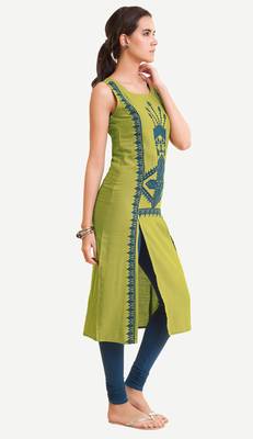 Orange embroidered viscose kurtas-and-kurtis 2