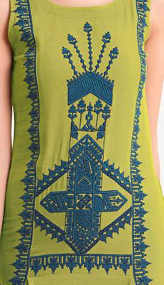 Orange embroidered viscose kurtas-and-kurtis 3