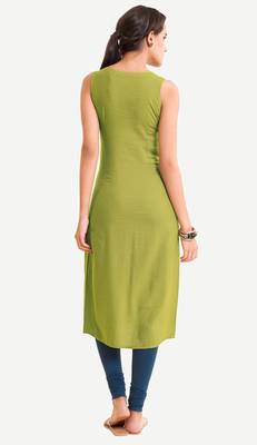 Orange embroidered viscose kurtas-and-kurtis 4