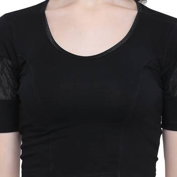 Women's  Black Cotton Lycra Stitch Blouse 4