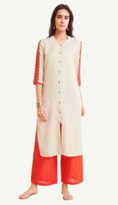 White embroidered viscose kurtas-and-kurtis 1