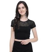 Janasya Women's  Black Cotton Lycra Stitch Blouse