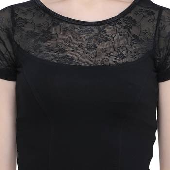 Janasya Women's  Black Cotton Lycra Stitch Blouse 4