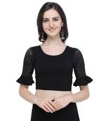 Janasya Women's  Black Cotton Lycra Stitch Blouse