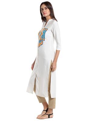 White embroidered viscose kurtas-and-kurtis 2