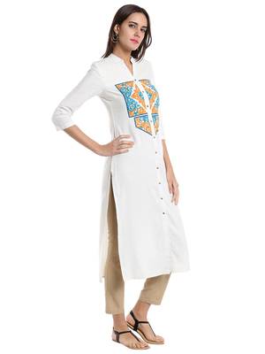 White embroidered viscose kurtas-and-kurtis 3