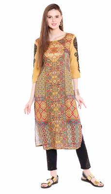Beige embroidered viscose kurtas-and-kurtis 1