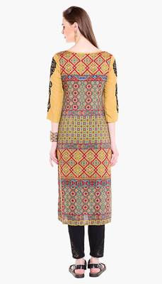 Beige embroidered viscose kurtas-and-kurtis 4