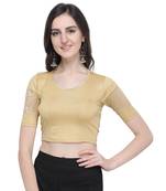 Janasya Women's  Gold Cotton Lycra Stitch Blouse