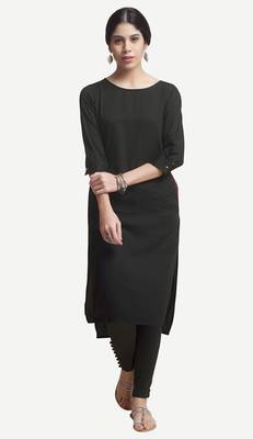 Black embroidered viscose kurtas-and-kurtis 1