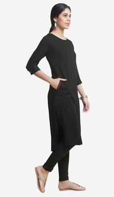 Black embroidered viscose kurtas-and-kurtis 2
