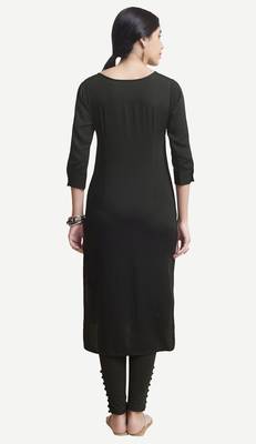 Black embroidered viscose kurtas-and-kurtis 3