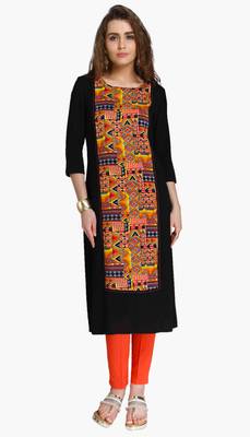 Black embroidered viscose kurtas-and-kurtis 1