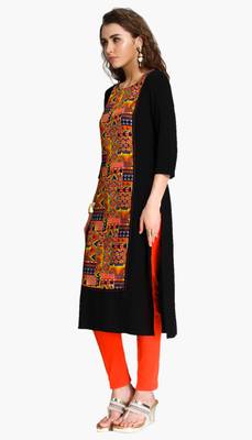Black embroidered viscose kurtas-and-kurtis 2