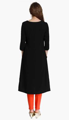Black embroidered viscose kurtas-and-kurtis 4