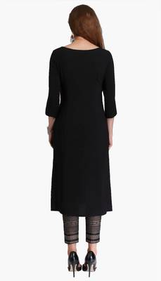 Black embroidered viscose kurtas-and-kurtis 4