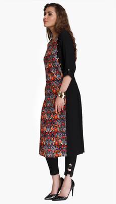 Black embroidered viscose kurtas-and-kurtis 3