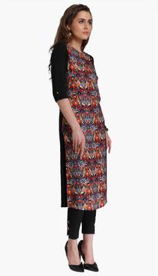 Black embroidered viscose kurtas-and-kurtis 4