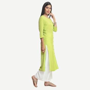 Green embroidered viscose kurtas-and-kurtis 2