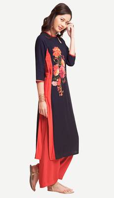 Purple printed viscose kurtas-and-kurtis 2