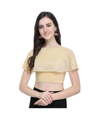 Women's  Beige Cotton Lycra Stitch Blouse 1