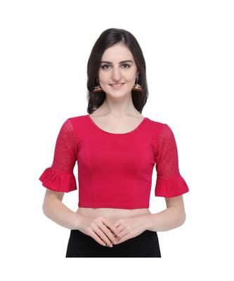 Janasya Women's  Pink Cotton Lycra Stitch Blouse 1