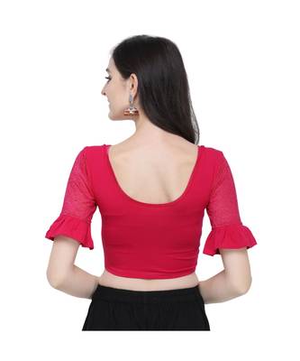 Janasya Women's  Pink Cotton Lycra Stitch Blouse 3